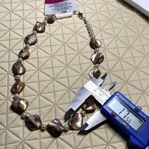 Vintage Handmade Mother of Pearl Necklace – Iridescent Shell & Faux Pearls